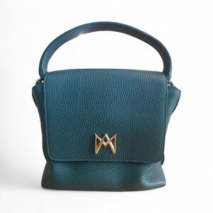AMA Ambra Medium Crossbody in Peacock Teal/Made in Italy